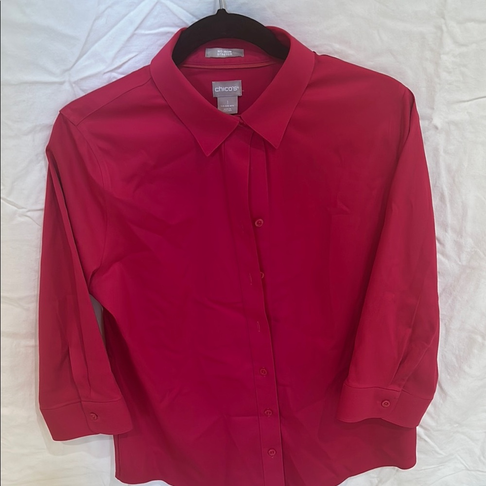 Chicos Red Button-Up Shirt